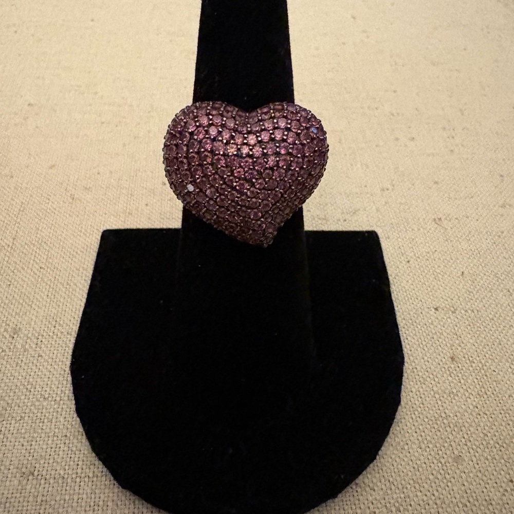 Garnet Sterling Purple Heart Shaped Ring